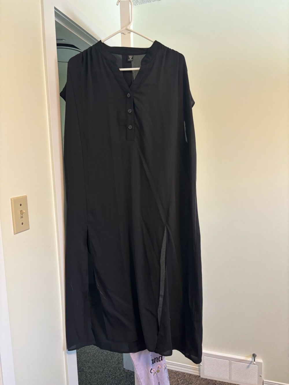 SHEIN Black Midi Button-Front Dress